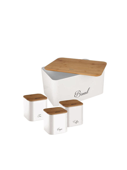 KING Hoff Bamboo Bread Box White