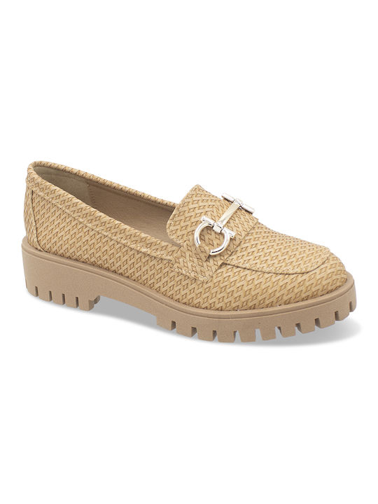 Tsouderos Shoes Women's Loafers in Beige Color