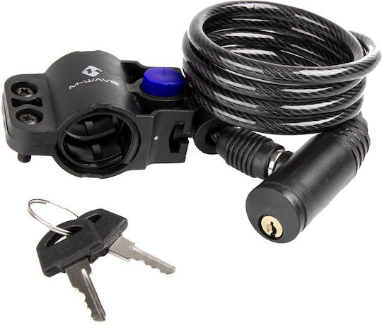 M-Wave S8.15 Spiral Bicycle Cable Lock with Key Black