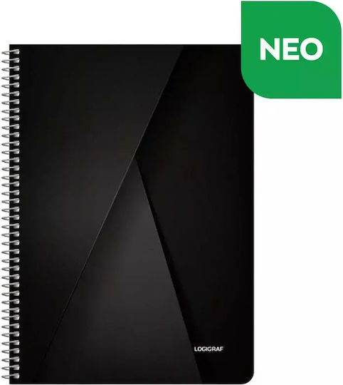 Logigraf Spiral Notebook Ruled B5 4 Subjects Wirelock Black 1pcs