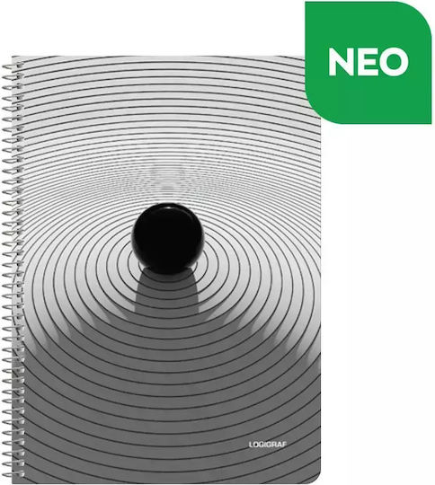 Logigraf Spiral Notebook Ruled B5 4 Subjects Wirelock Black 1pcs