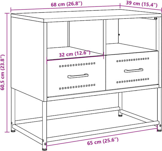 Metal TV Stand Mustard Yellow M68xD39xH60.5cm
