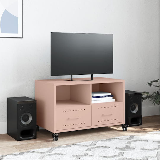 Έπιπλο Τηλεόρασης Μεταλλικό με Ρόδες Ροζ Μ68xΠ39xΥ43.5cm