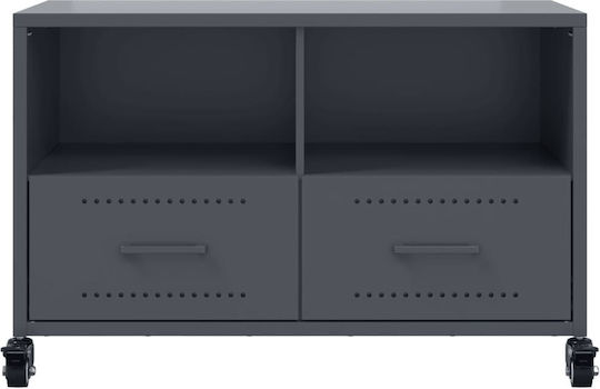 TV-Ständer Aus Metall Mit Rädern Anthrazit M68xT39xH43,5cm
