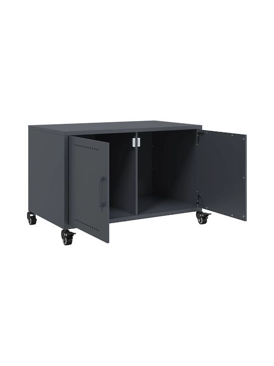 Stand TV Metalic Cu Roți Antracit L68xA39xÎ43.5cm