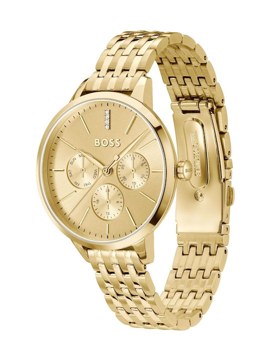 Hugo Boss Uhr Chronograph mit Gold Metallarmband