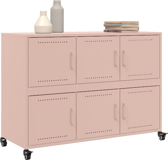Metal Pink Office Cabinet 100.5x39x72cm