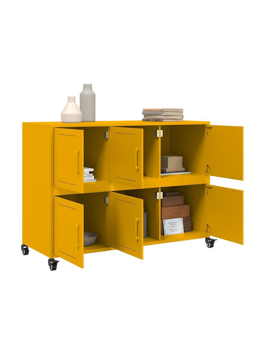 Office Storage Metal Cabinet Μουσταρδί, Κίτρινο L100.5xW39xH72cm