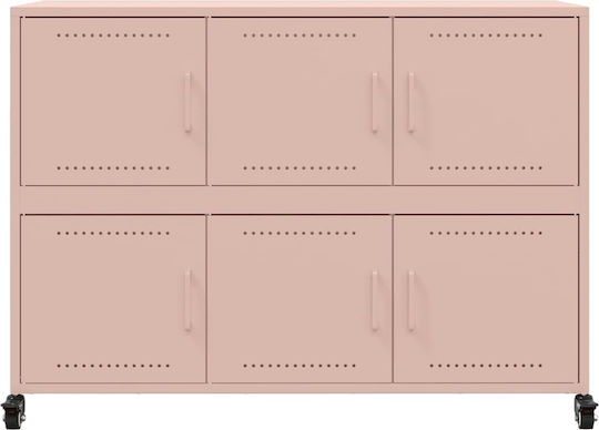 Metal Pink Office Cabinet 100.5x39x72cm