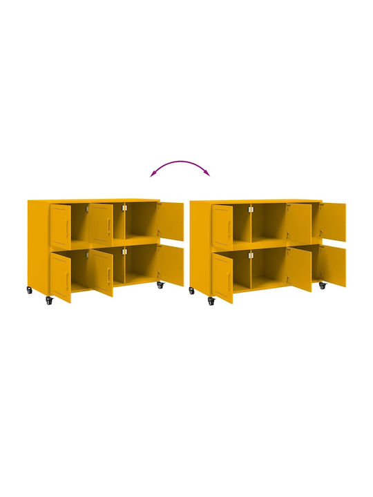 Office Storage Metal Cabinet Μουσταρδί, Κίτρινο L100.5xW39xH72cm