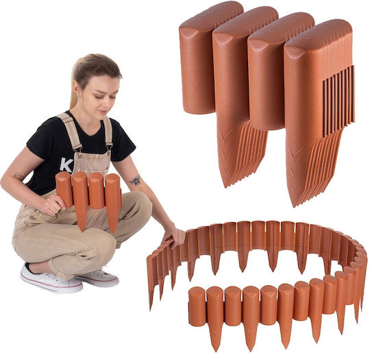 Kadax Garden Edging Border Fence 2.5m Lawn Edging Terracotta Plastic