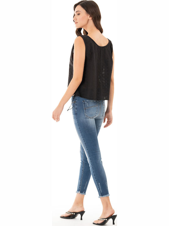 Women's Blouse Cotton Sleeveless Embroidery