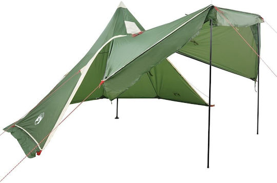 vidaXL Σκηνή Camping Teepee Πράσινη για 5 Άτομα 366x366x205εκ.