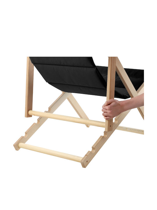 Deckchairs Wooden with Black Fabric