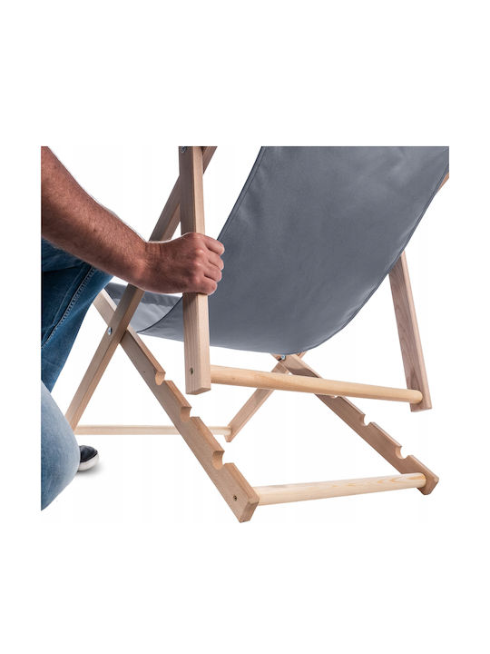 Liegestühle Holz mit Gray Stoff 2Stück