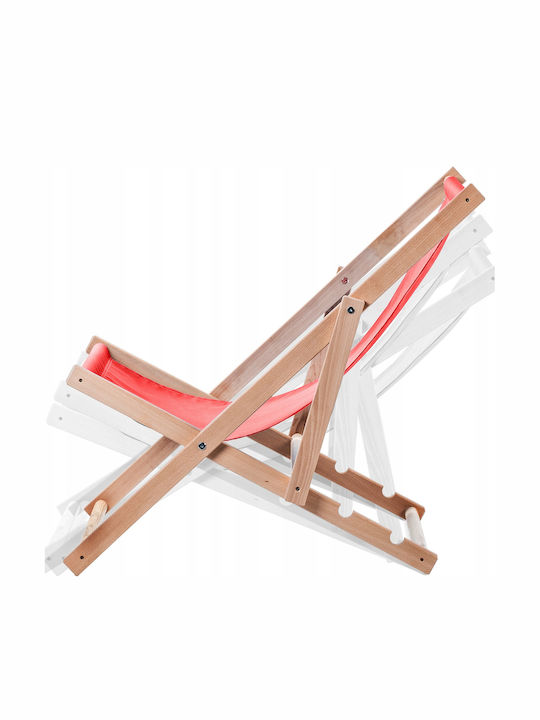 Σεζλόνγκ Ξύλινη με Κόκκινο Ύφασμα 2τμχ