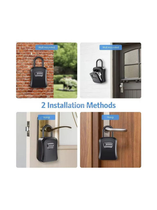 Wall Key Box PVC Metal Door with Combination 9.2x4.2x11.6cm