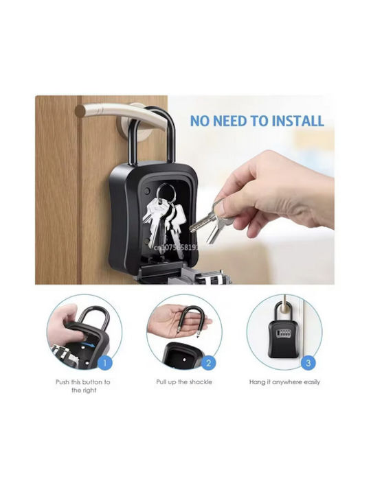 Wall Key Box PVC Metal Door with Combination 9.2x4.2x11.6cm