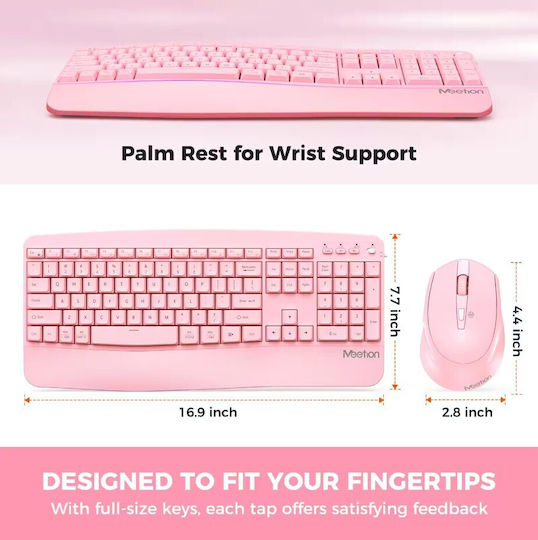 Meetion DirectorA Wireless Keyboard & Mouse Set English US Pink