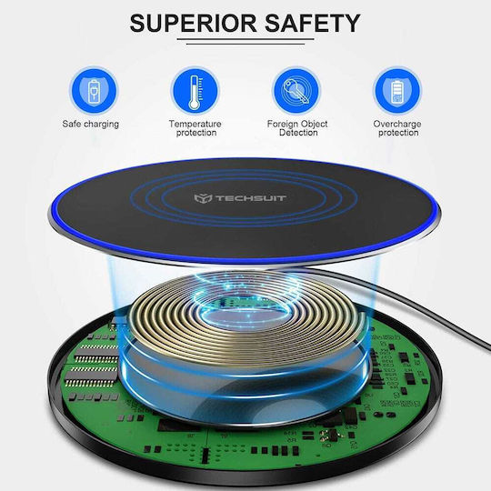 Techsuit Wireless Charger (Qi Pad) 15W Blacks (CHWR031)