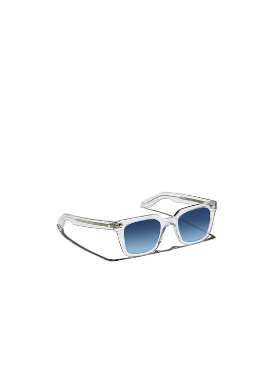 Moscot Grober Crystal Sunglasses with Transparent Plastic Frame and Blue Lens GROBER CRYSTAL DENIMBLUE