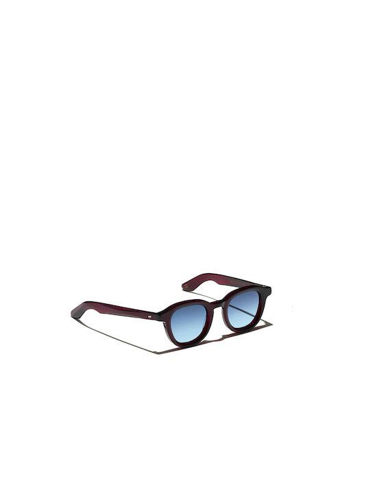 Moscot Dahven Sunglasses with Red Plastic Frame and Blue Lens DAHVEN BURGUNDY DENIMBLUE