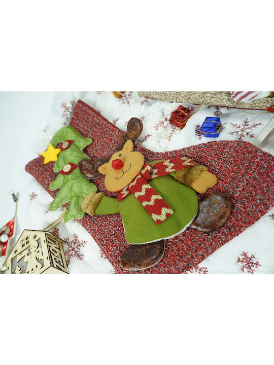 Weihnachtliche Dekorative Socke mit Τάρανδο L45xB20cm. Rot
