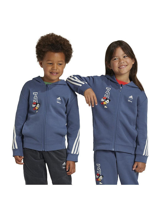 Adidas Kids Sweatshirt Cardigan with Hood Blue