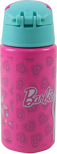 Gim Barbie Kids Water Bottle Barbie Aluminium with Straw 500ml