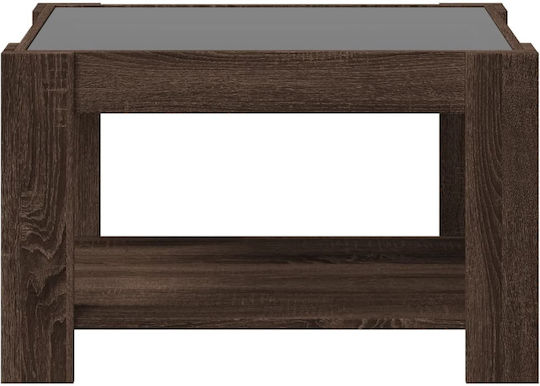 Masă Laterală Rectangulară Din Sticlă Stejar L73xL53xÎ45cm