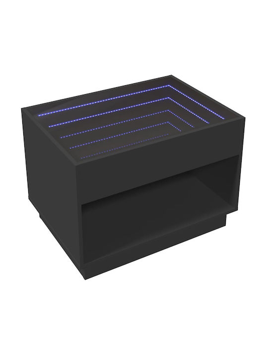 Masă Laterală Rectangulară Neagră Din Sticlă M70xL50xÎ50cm