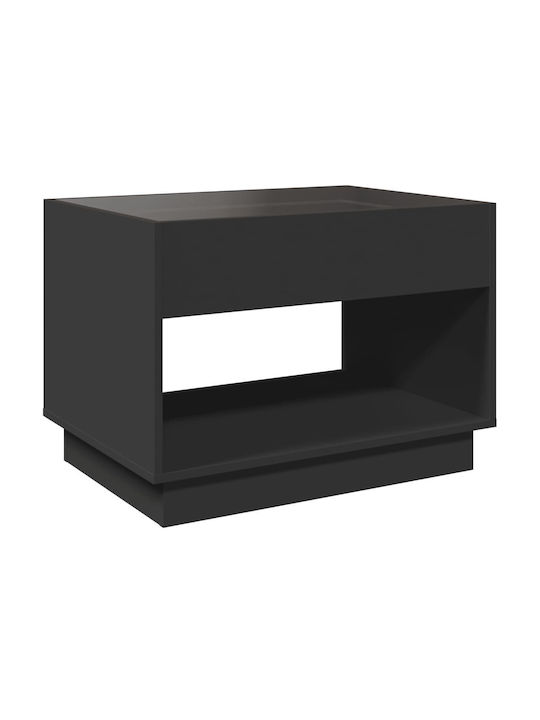 Masă Laterală Rectangulară Neagră Din Sticlă M70xL50xÎ50cm