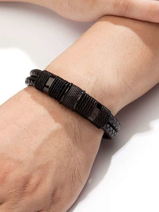 Black Leather Bracelet Black Details Black Clasp Molfs