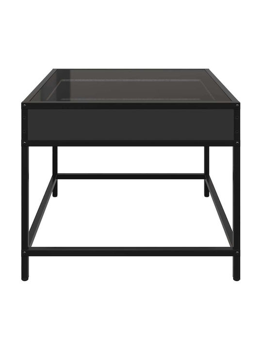 Square Side Table Glass Black 50x50x41 cm