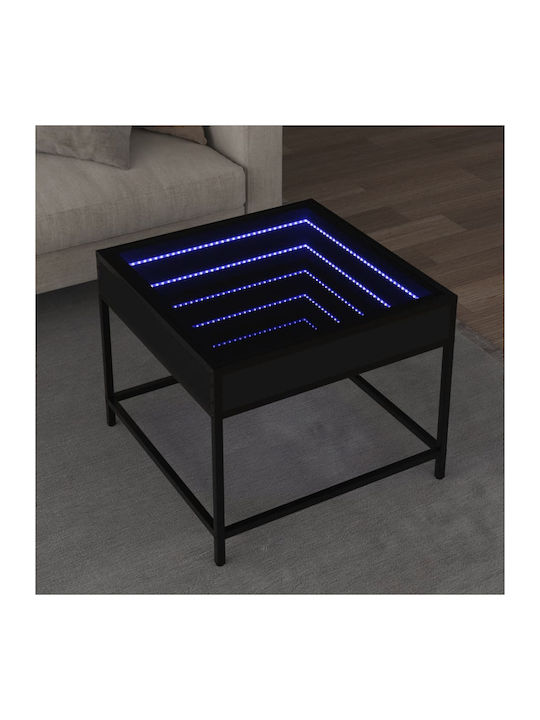 Square Side Table Glass Black 50x50x41 cm