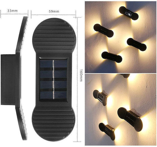 Led Flippy Solar Light Abs Polycarbonate Water Resistant IP65 2 SMD LEDs Wall Stairs 1.2V 600mAh 16 x 5.9 x 3.3 cm Warm White Light Black