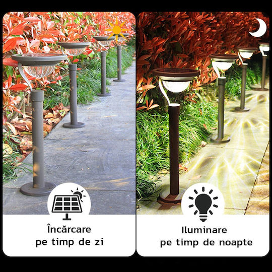 Lampă solară LED 2 moduri de fixare IP65 material ABS baterie 4.5 V 200 mAh 450 lumeni 42.5 x 15 cm alb cald