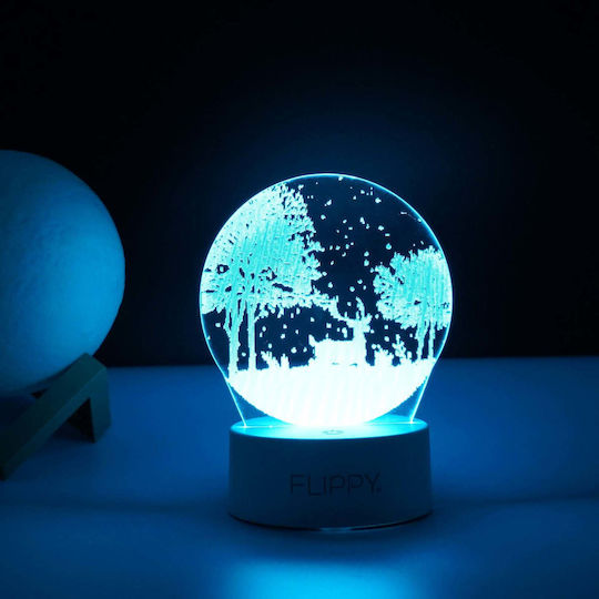 Decorative Led Lamp Flippy 3d Winter Landscape Remote Control Two Power Modes Usb Batteries 20 Cm Height Made Acrylic Material Multicolor Light White