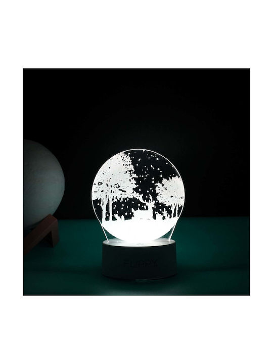 Dekorative LED-Lampe Flippy 3D Winterlandschaft Fernbedienung Zwei Leistungsmodi USB Batterien 20 cm Höhe Aus Acrylmaterial Mehrfarbiges Licht Weiß