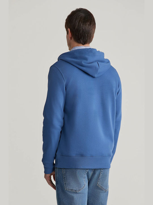 Gant Shield Herren Sweatshirt Jacke mit Kapuze Vintage Blue