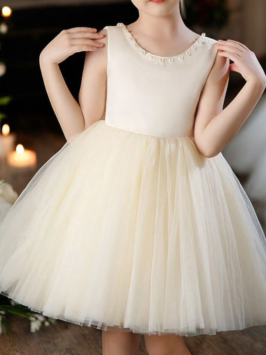 Mädchenkleid Ärmellos Für Blumenmädchen Champagne