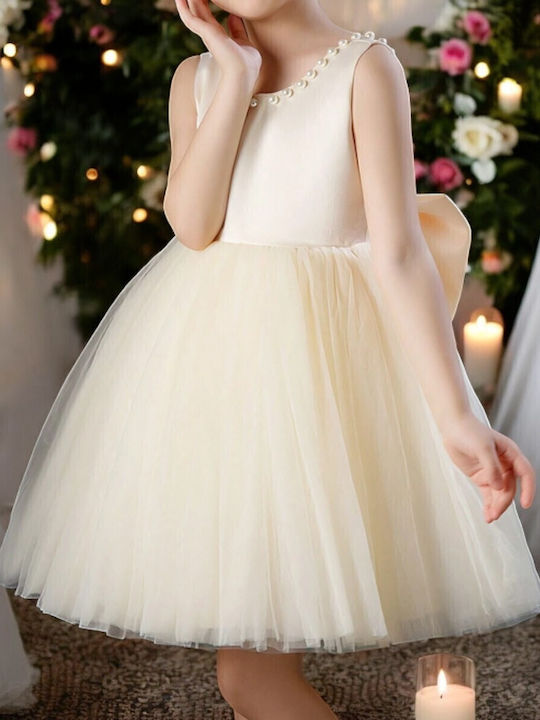 Mädchenkleid Ärmellos Für Blumenmädchen Champagne
