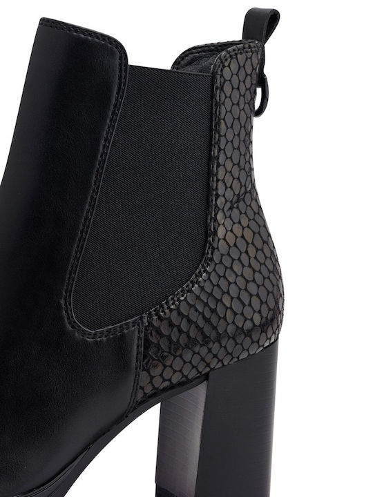 Damen Chelsea Stiefeletten mit hohem Absatz Schwarz