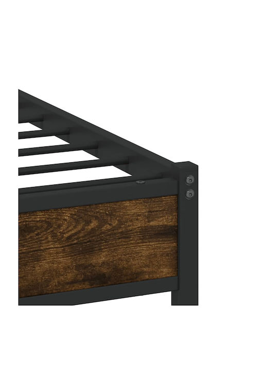 Double Wooden Brown Bed with Slats for Mattress 150x200cm 4007834
