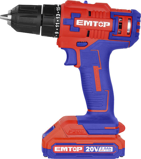 Emtop ECDL200528 Akkuschrauber mit Batterie 20V 2x2Ah