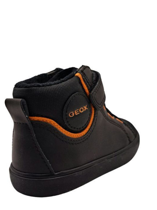 J Gisli Leather Kids Boots with Velcro Black