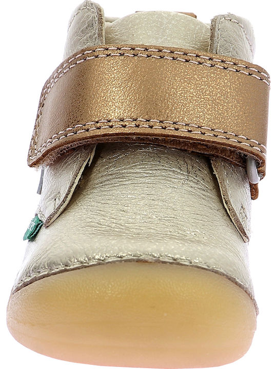 Sabio Lederne Kinderstiefeletten mit Klettverschluss Beige