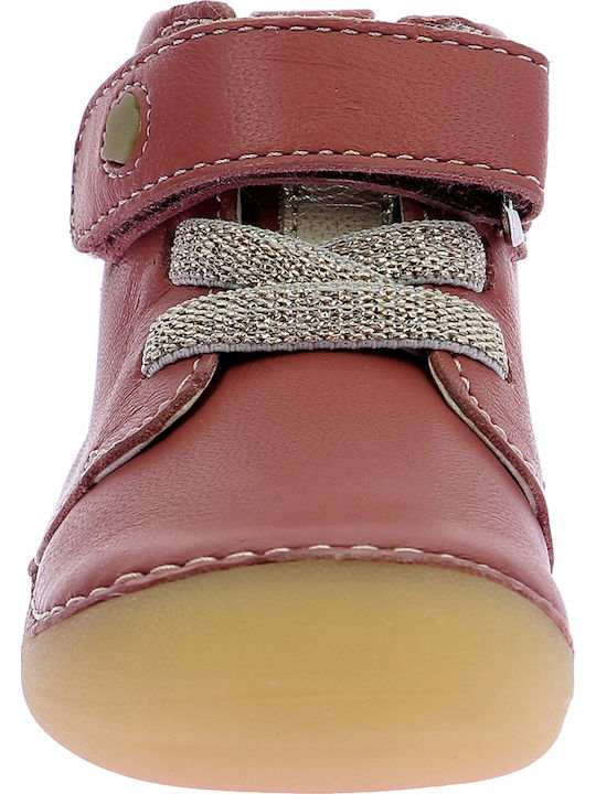 Sonizikro Leather Kids Boots with Velcro Pink