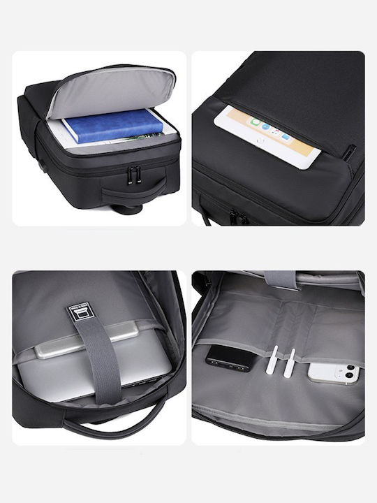 Playbags Collection Αδιάβροχη Τσάντα Πλάτης για Laptop 15.6" με Θύρα USB σε Μαύρο χρώμα