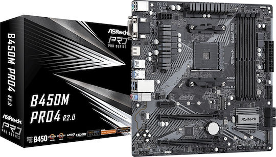 ASRock B450M-Pro4 rev. 1.0 Motherboard Micro ATX με AMD AM4 Socket 90-MXB8F0-A0UAYZ